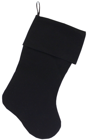 Plain Velvet 18 inch Christmas Stocking Black
